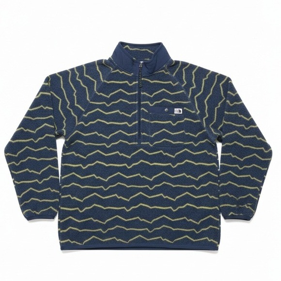 The North Face Other - The North Face Mountain Print Gordon Lyons 1/2 Zip Fleece Sweater Blue Yellow L
